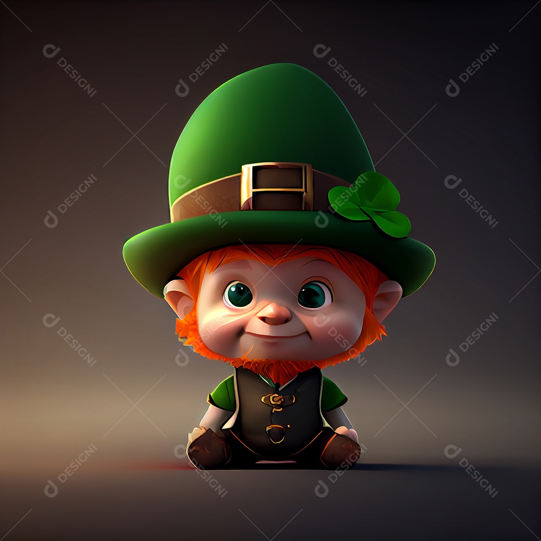 Ilustração 3D Dia de são patrício fundo de folhas de trevo ou trevo verde feriado irlandês.