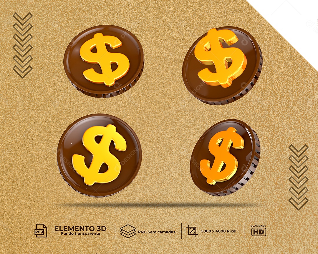 Elemento 3D Para Composição Moedas de Chocolate PNG Transparente