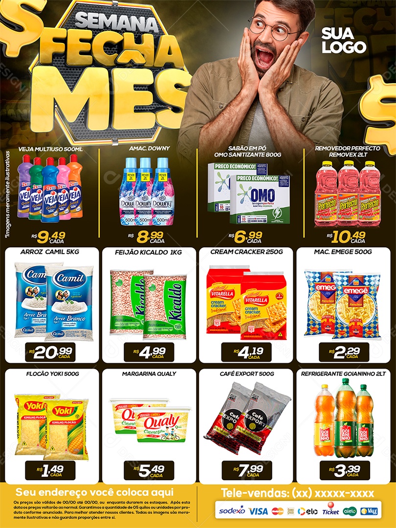 Encarte Semana Fecha Mês Social Media PSD Editável