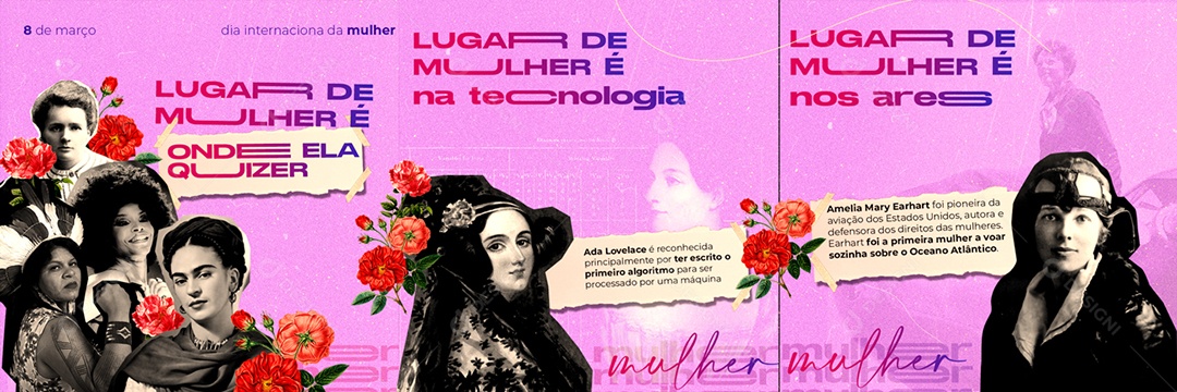 Carrossel Dia Internacional Das Mulheres 8 de Março Social Media PSD Editável