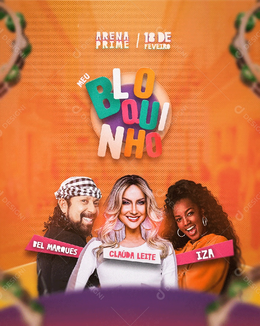 Flyer Carnaval Meu Bloquinho Social Media PSD Editável