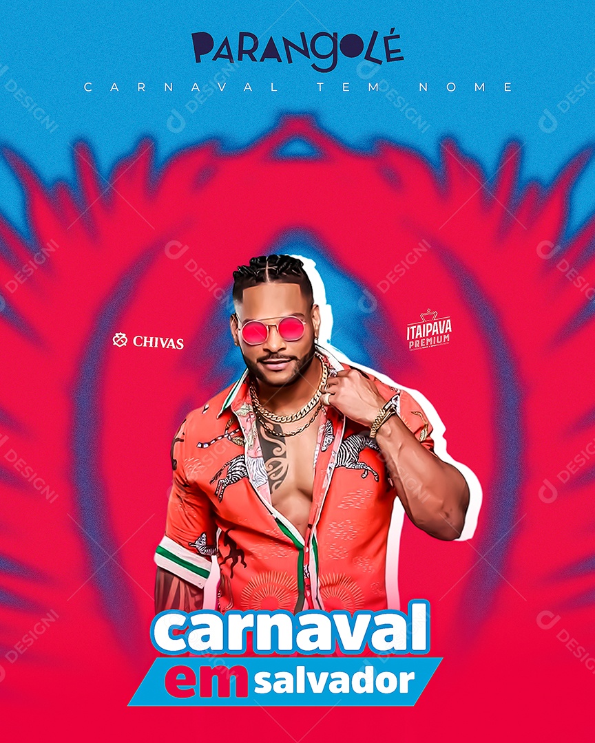 Flyer Carnaval Em Salvador Com Parangole Feed Social Media PSD Editável