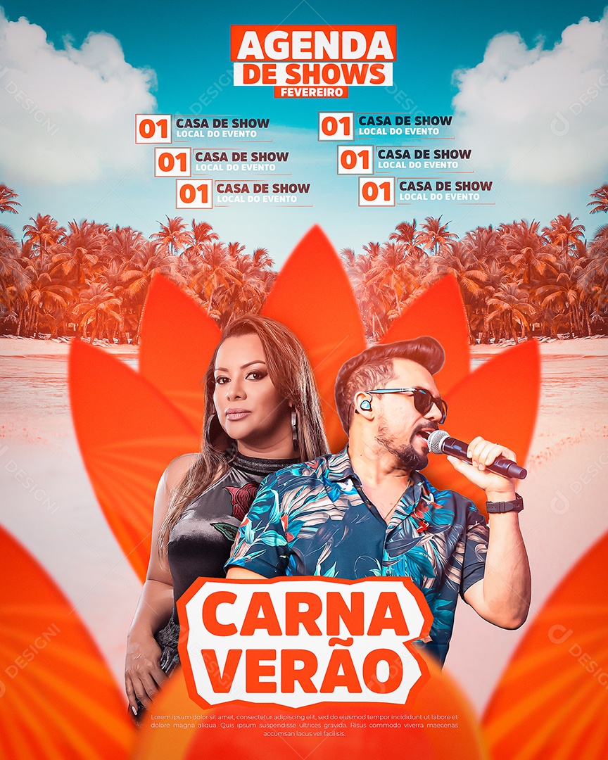 Flyer Carnaval de Verão 2023 Feed Social Media PSD Editável