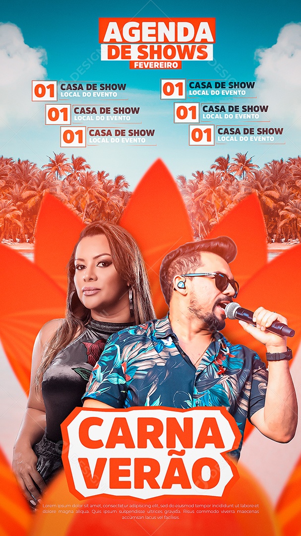 Flyer Carnaval de Verão 2023 Story Social Media PSD Editável