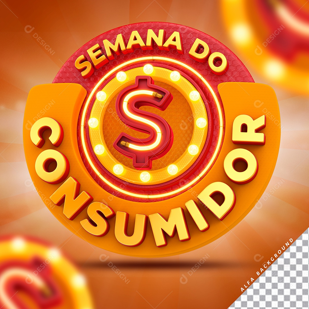 Selo 3D Semana do Consumidor para Composição PSD