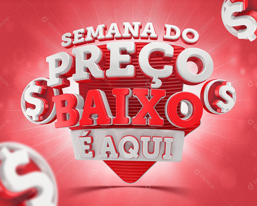 Selo 3D Semana do Preço Baixo é Aqui para Composição PSD