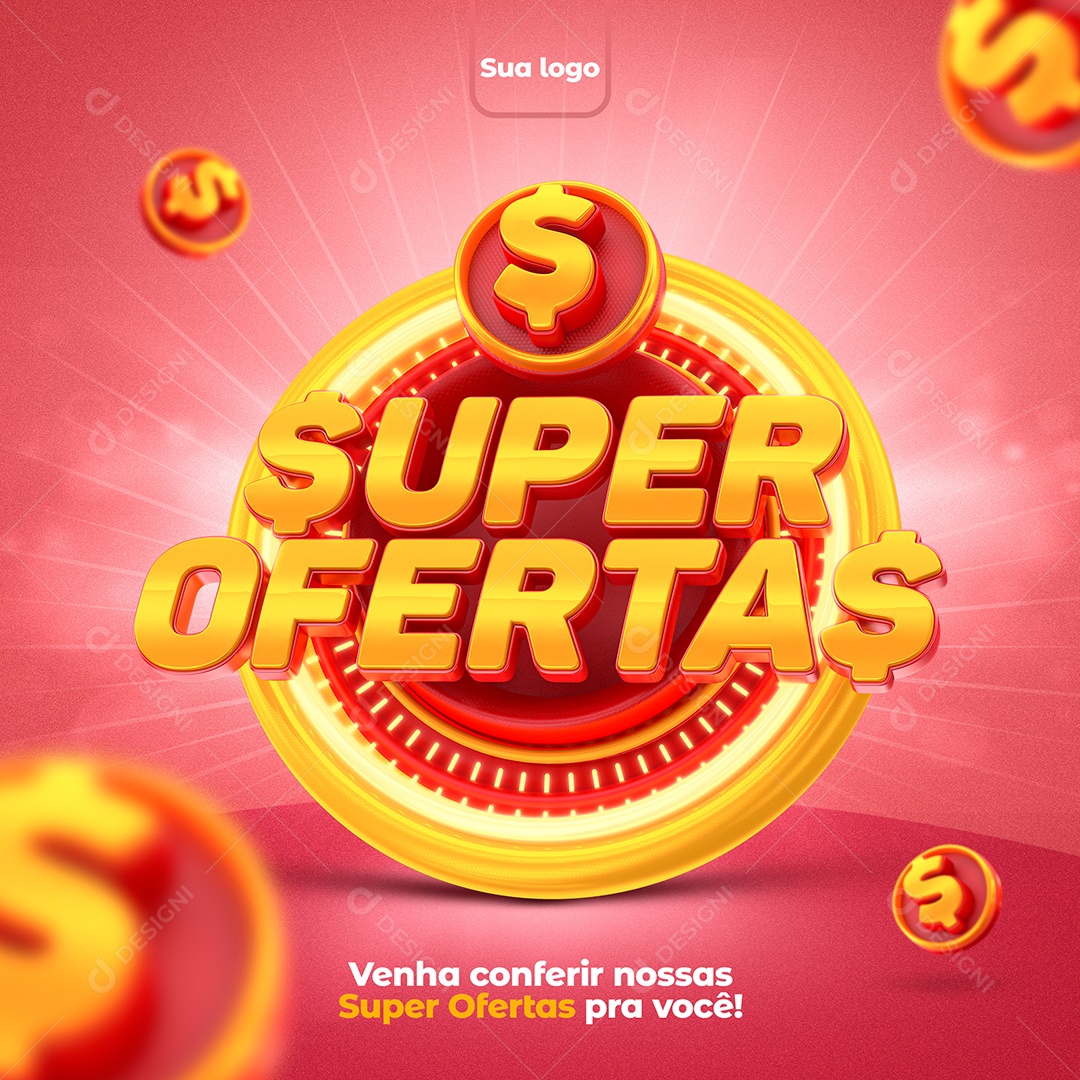 Selo 3D Super Ofertas Pra Você Post PSD