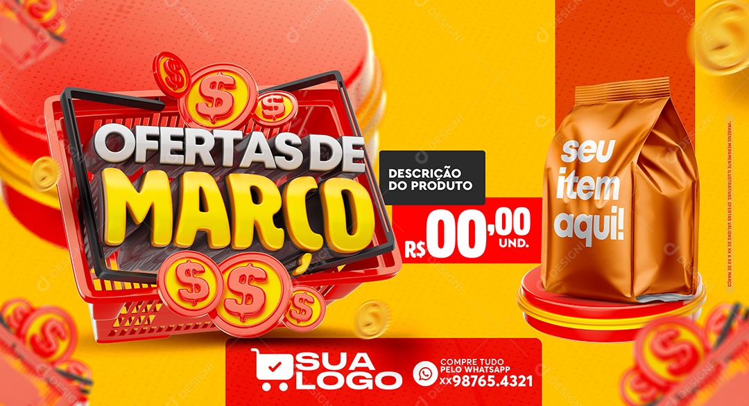 Ofertas de Março Venha Conferir Social Media PSD Editável