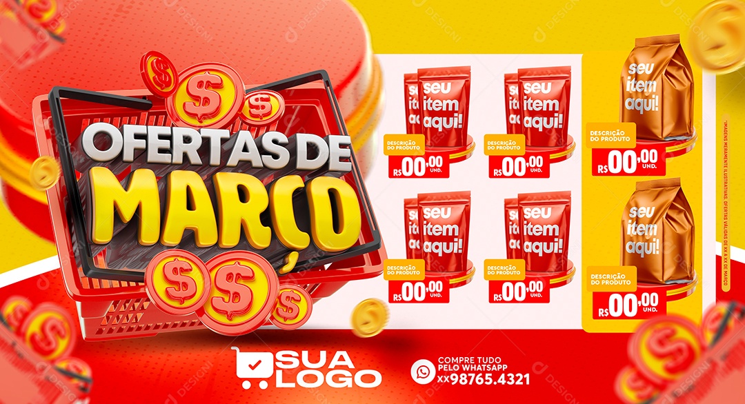 Encarte Ofertas de Março Venha Conferir Social Media PSD Editável