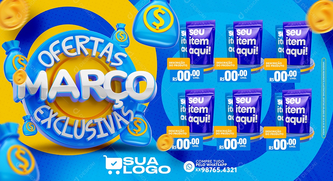 Encarte Ofertas Março Exclusivas Venha Conferir Social Media PSD Editável