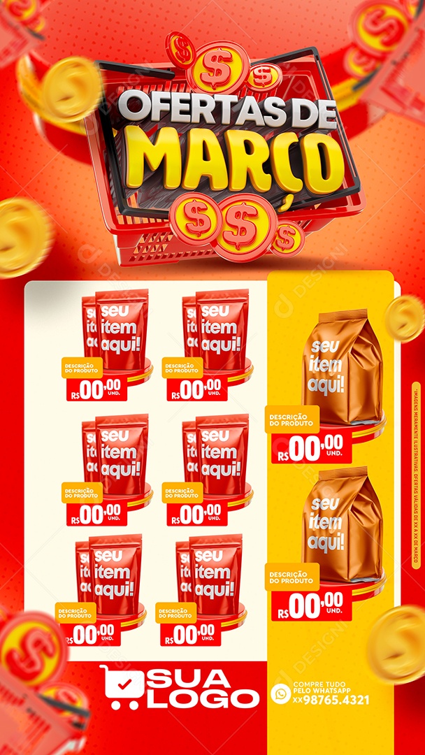 Story Encarte Ofertas de Março Venha Conferir Social Media PSD Editável