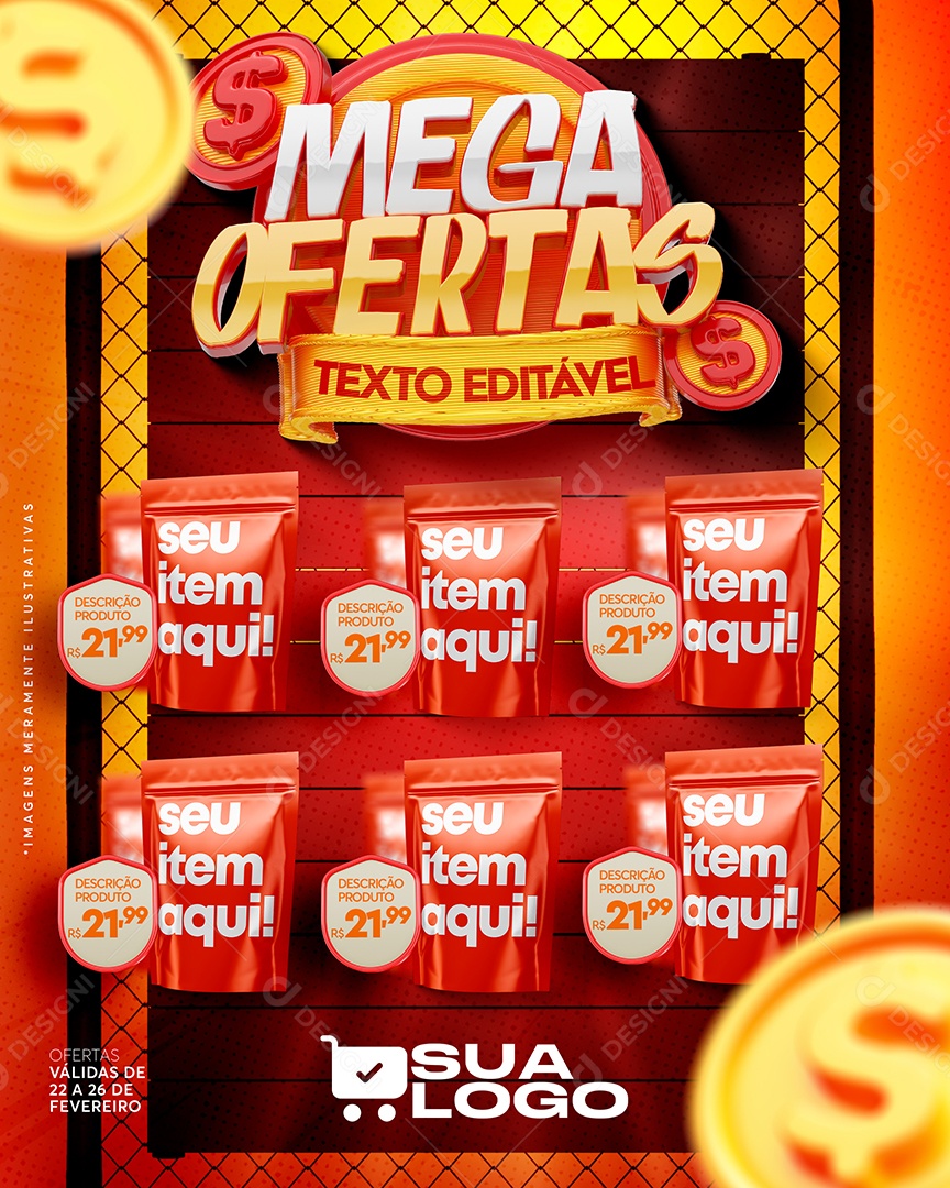 Encarte Mega Ofertas Venha Conferir Social Media PSD Editável