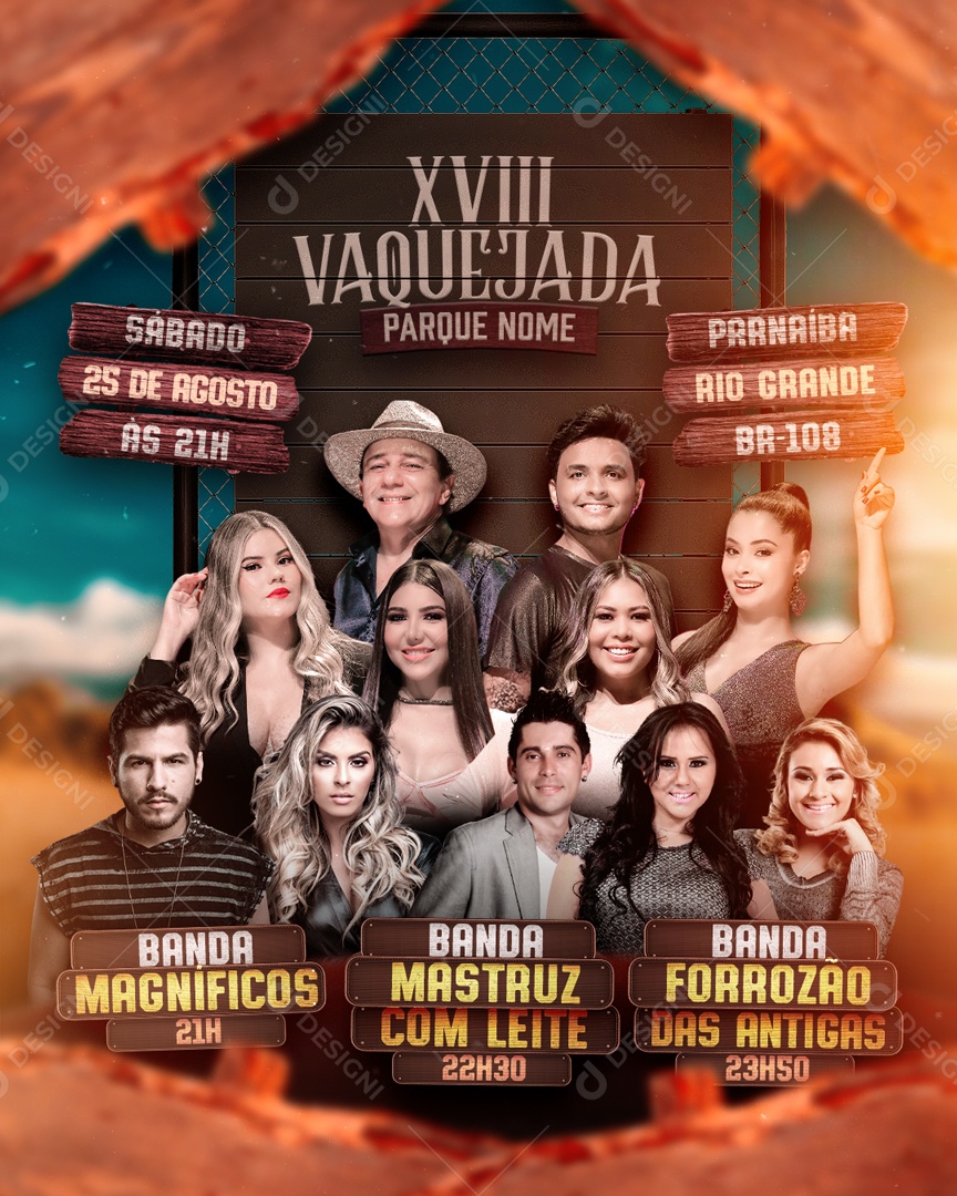 Flyer Xviii Vaquejada Social Media PSD Editável