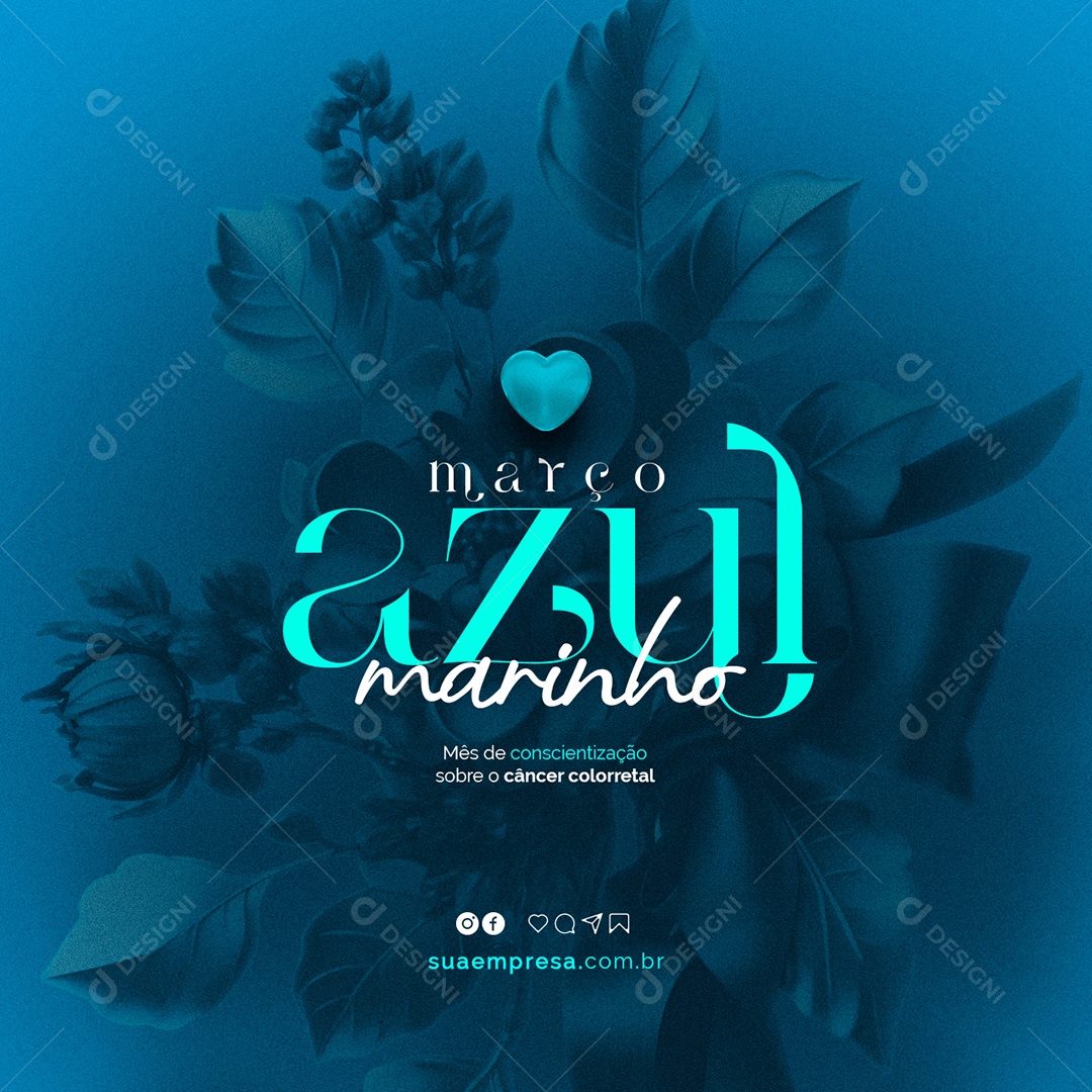 Social Media Março Azul Marinho PSD Editável