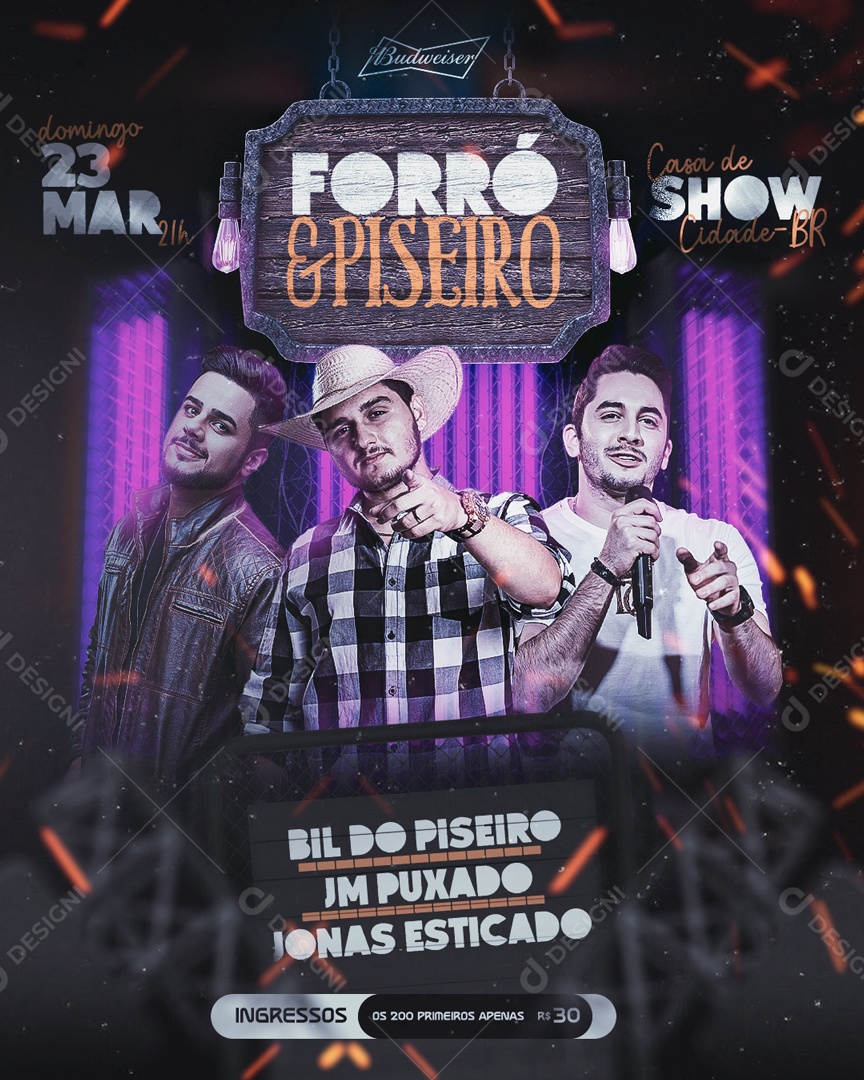 Flyer Forró e Piseiro Social Media PSD Editável