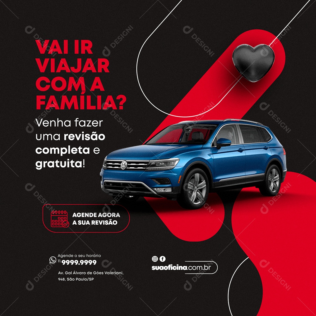 Social Media Oficina Mecânica Vai ir Viajar Com a Família PSD Editável