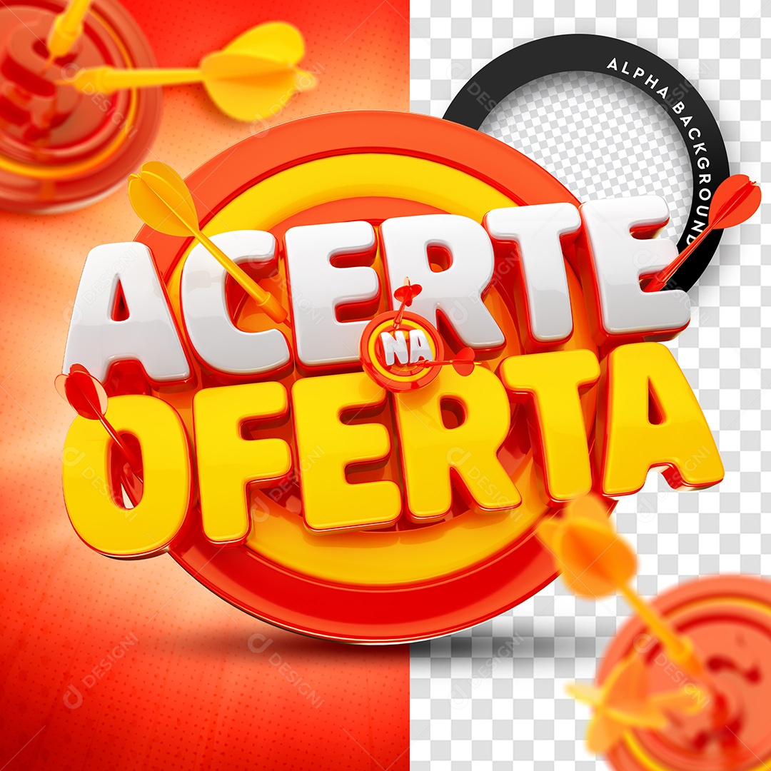 Selo 3D Para Composição Acerte na Oferta PSD