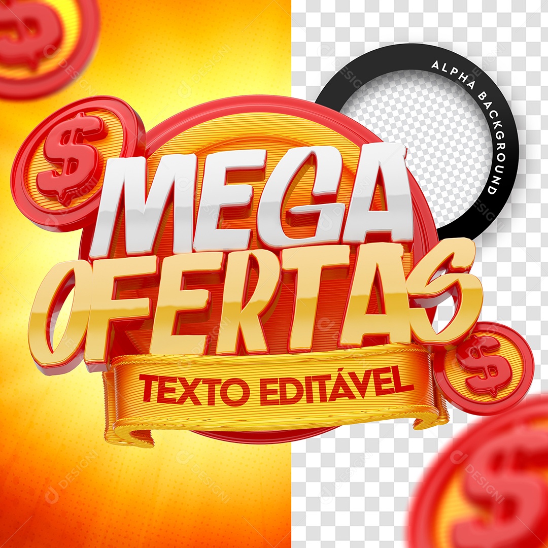 Selo 3D Para Composição Mega Ofertas PSD