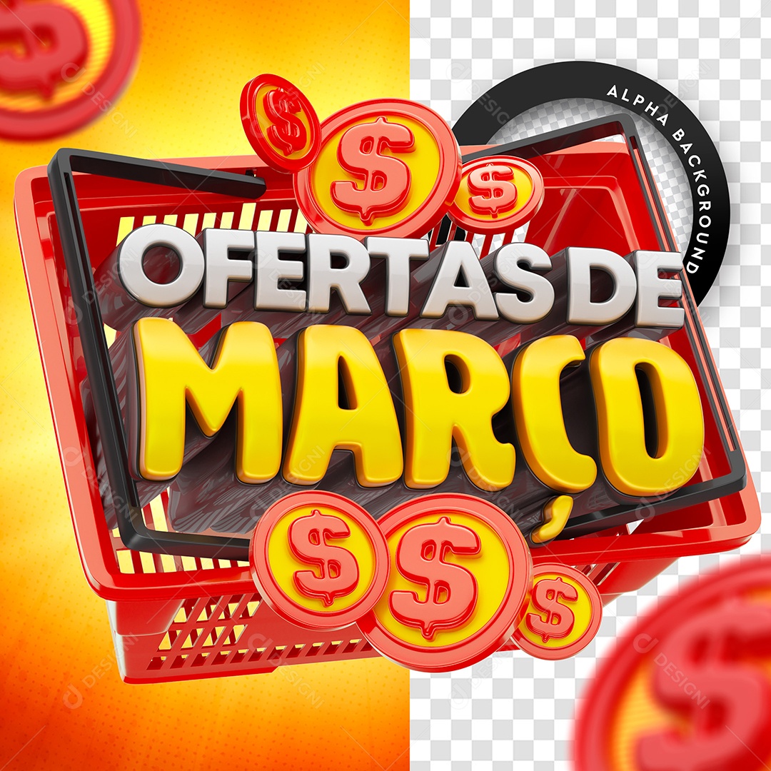 Selo 3D Para Composição Ofertas de Março PSD