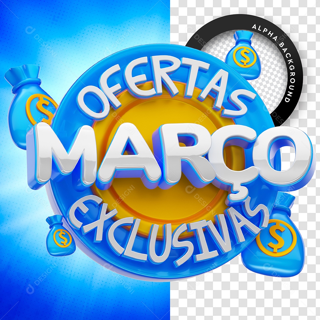 Selo 3D Para Composição Ofertas Março Exclusivas PSD
