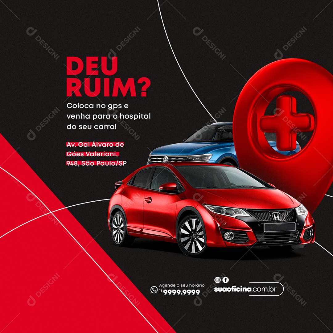 Social Media Oficina Mecânica Deu Ruim PSD Editável