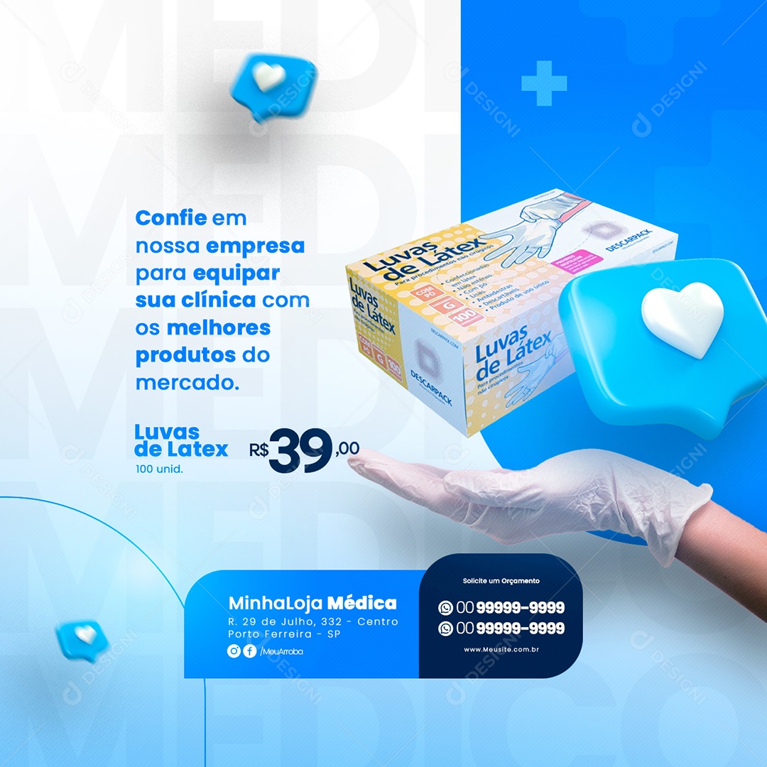 Social Media Produtos Médicos Confie Em Nossa Empresa PSD Editável