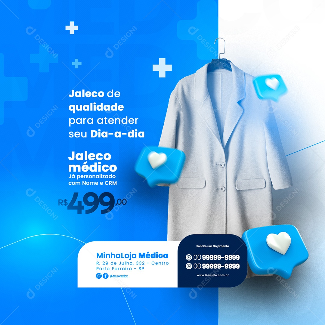 Social Media Produtos Médicos Jaleco de Qualidade PSD Editável