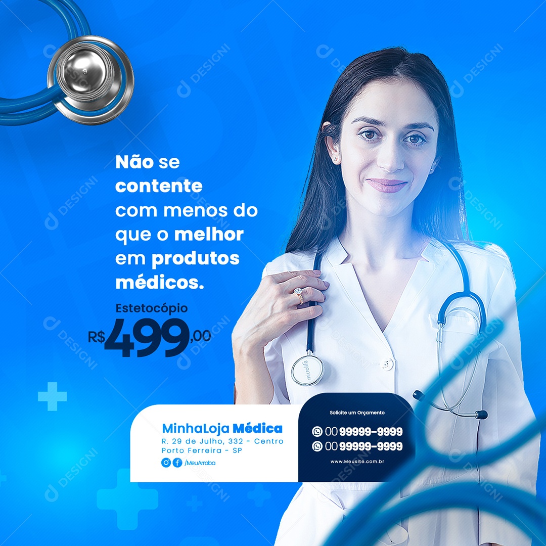 Social Media Produtos Médicos Não Se Contente PSD Editável