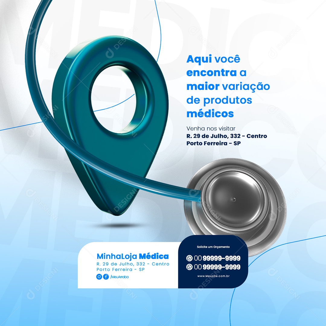 Social Media Produtos Médicos Aqui Você Encontra PSD Editável