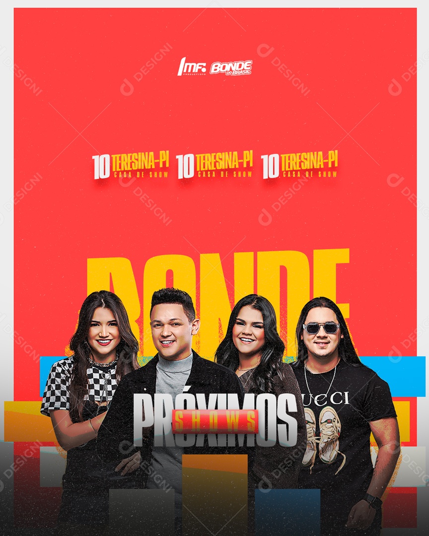 Flyer Bonde do Brasil Próximos Shows Social Media PSD Editável