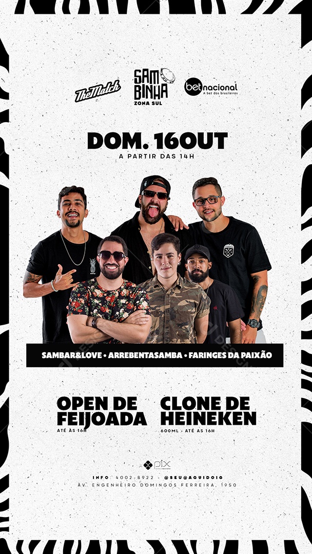 Flyer Sambinha Zona Sul Social Media PSD Editável