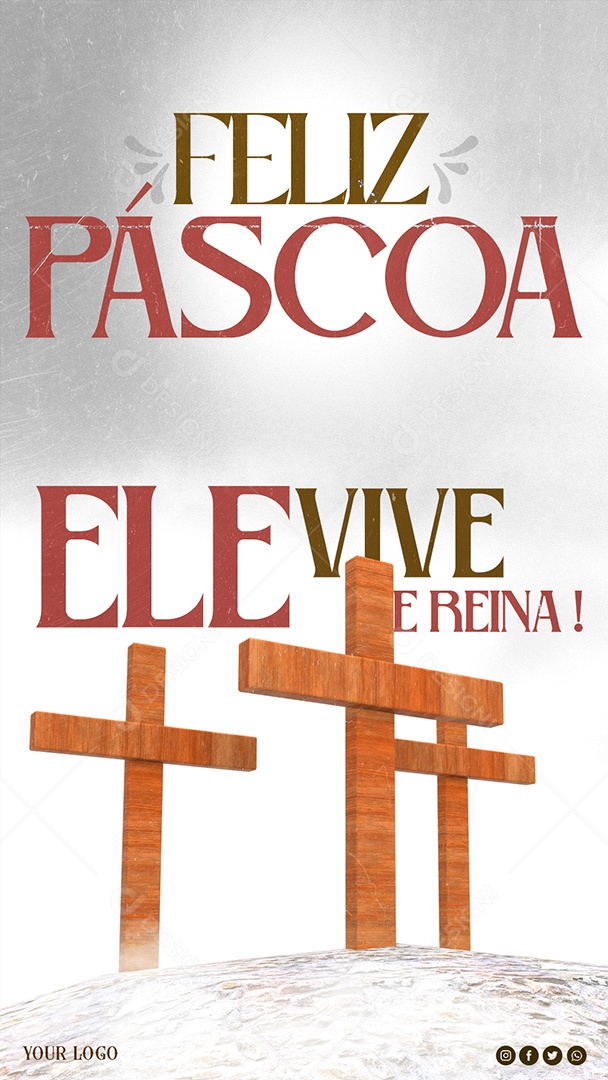 Story Feliz Páscoa Ele Vive e Reina Social Media PSD Editável
