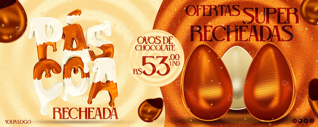 Banner Páscoa Ofertas Super Recheadas Social Media PSD Editável