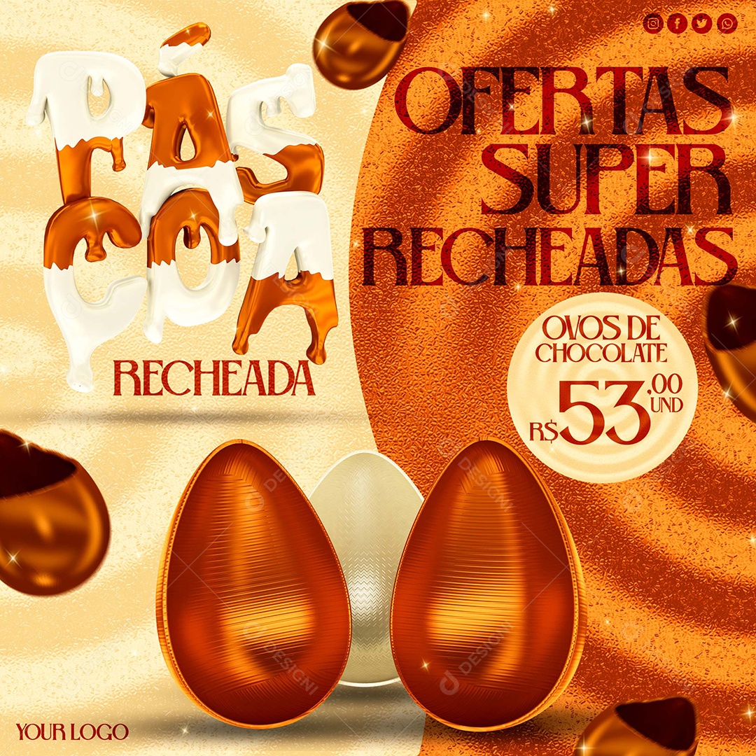 Páscoa Ofertas Super Recheadas Social Media PSD Editável