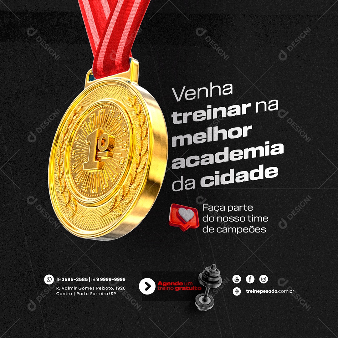 Social Media Academia Venha Treinar PSD Editável
