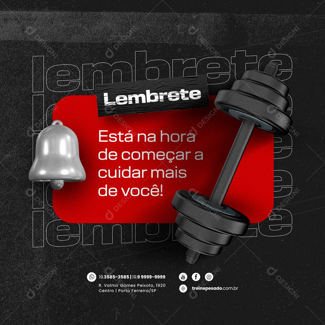 Social Media Academia Lembrete PSD Editável