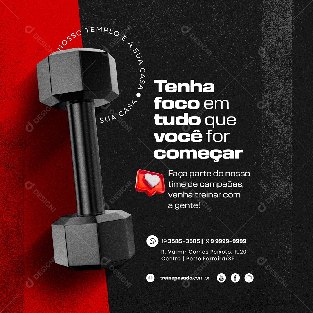 Social Media Academia Tenha Foco PSD Editável