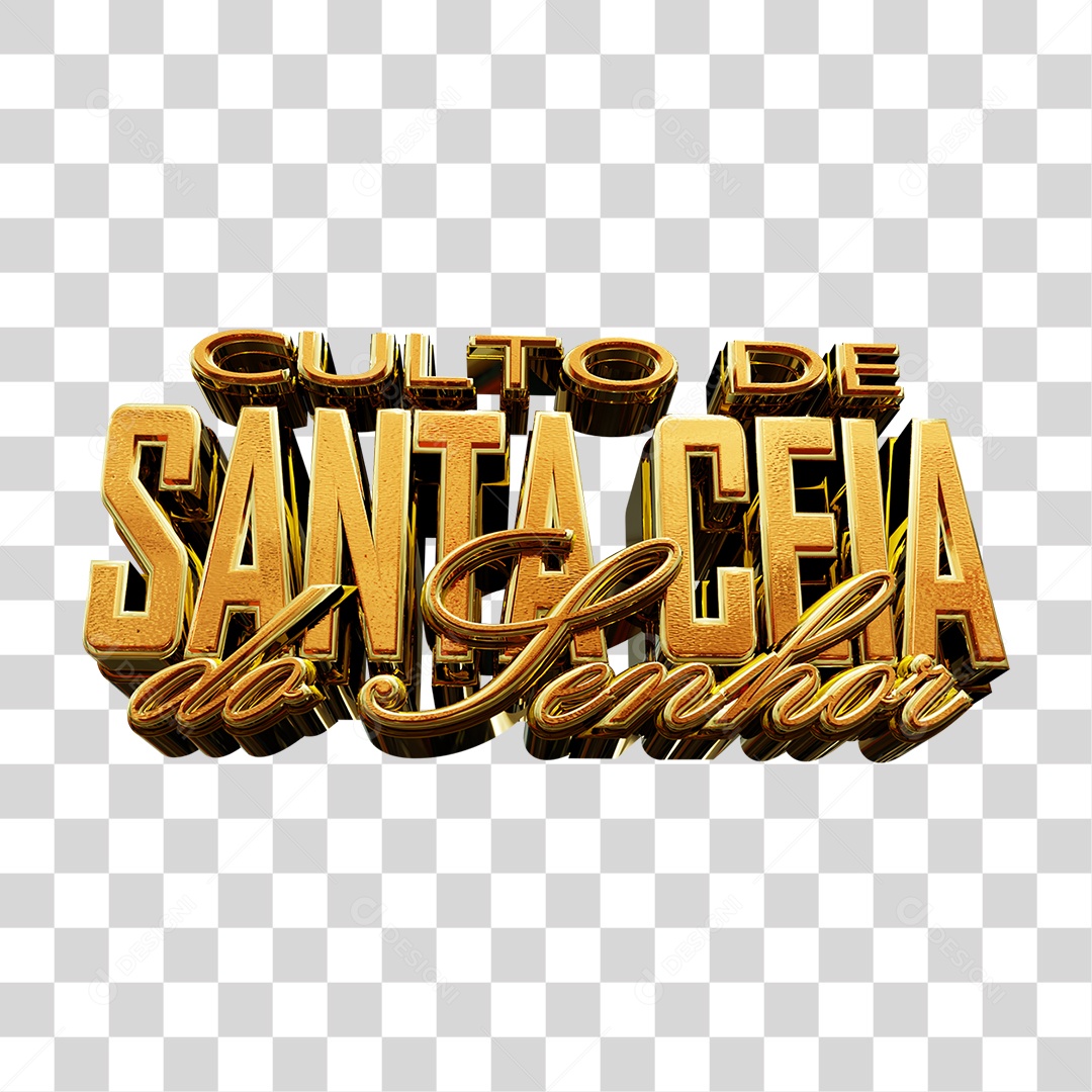 Texto Evangélico 3D Culto de Santa Ceia Para Composição PNG Transparente