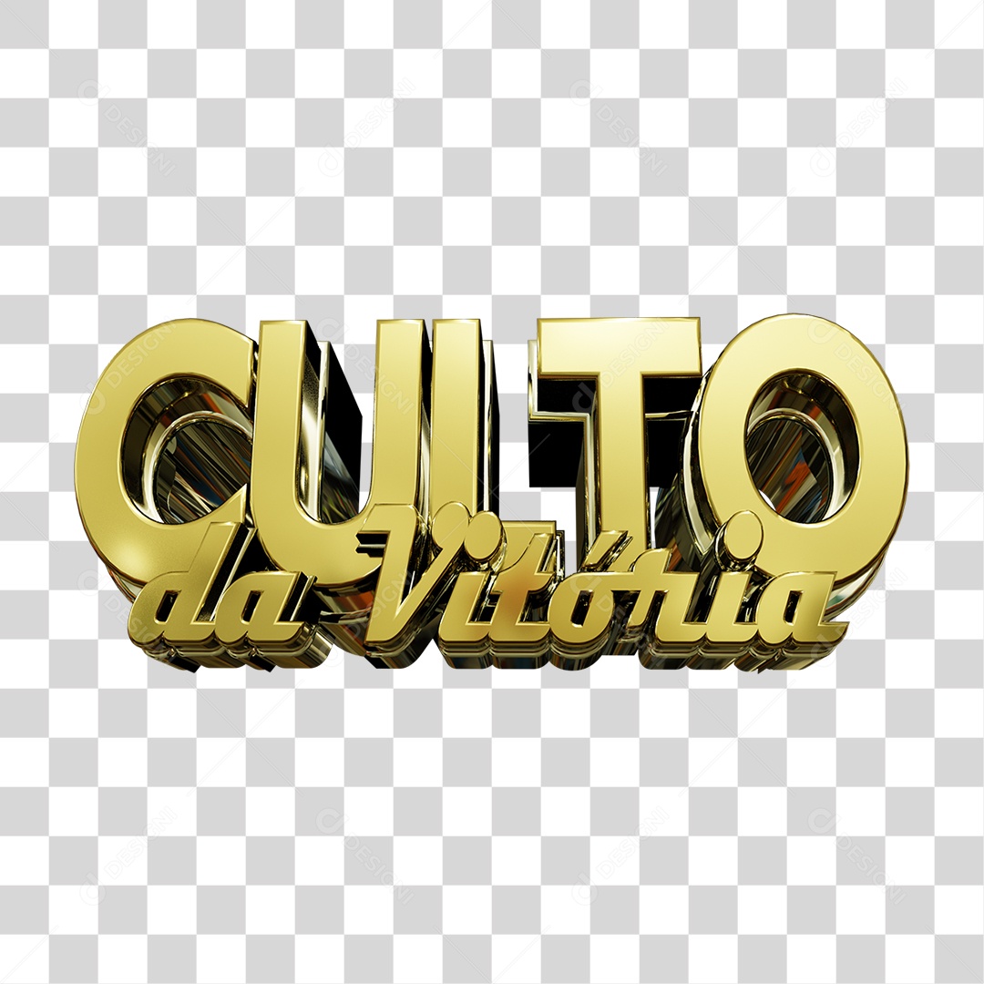 Texto Evangélico 3D Culto da Vitória Para Composição PNG Transparente