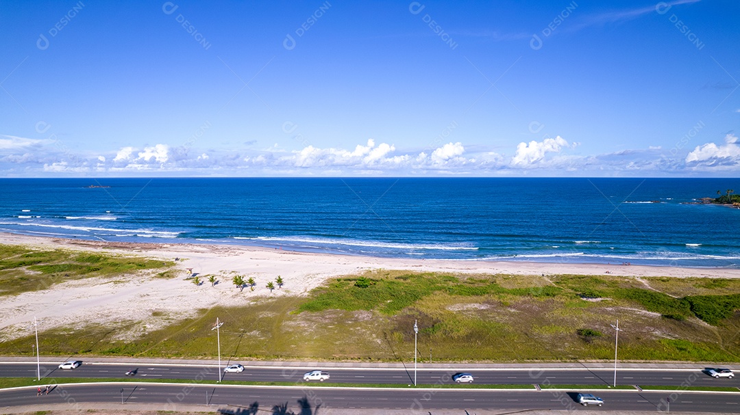 Vista aérea de Ilhéus, cidade turística da Bahia. Centro histórico da cidade com mar e rio