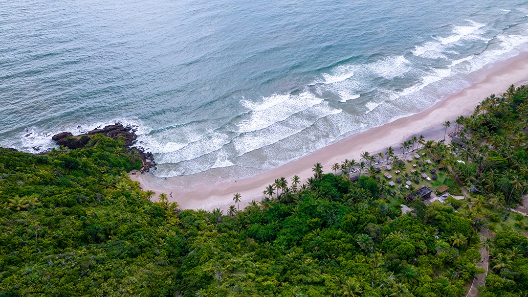 Vista aérea da praia Prainha em Itacaré, Bahia, Brasil