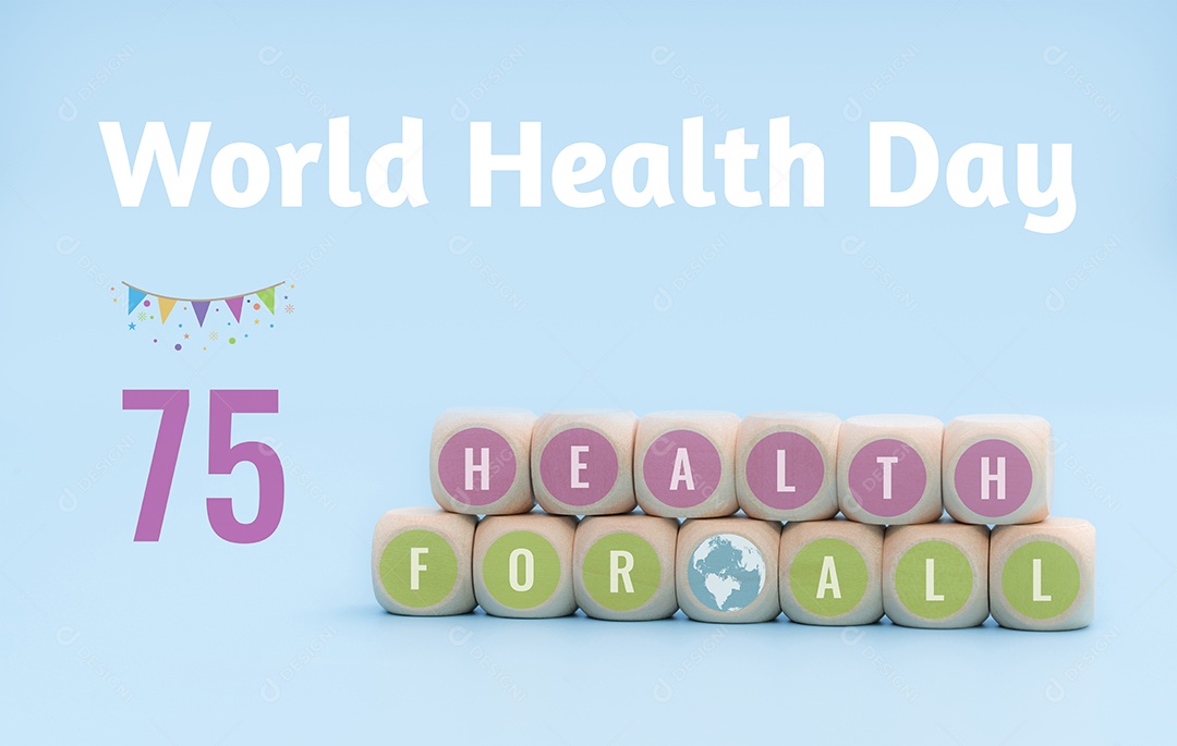 Dia Mundial da Saúde 2023 com conceito de saúde para todos. 75º da OMS