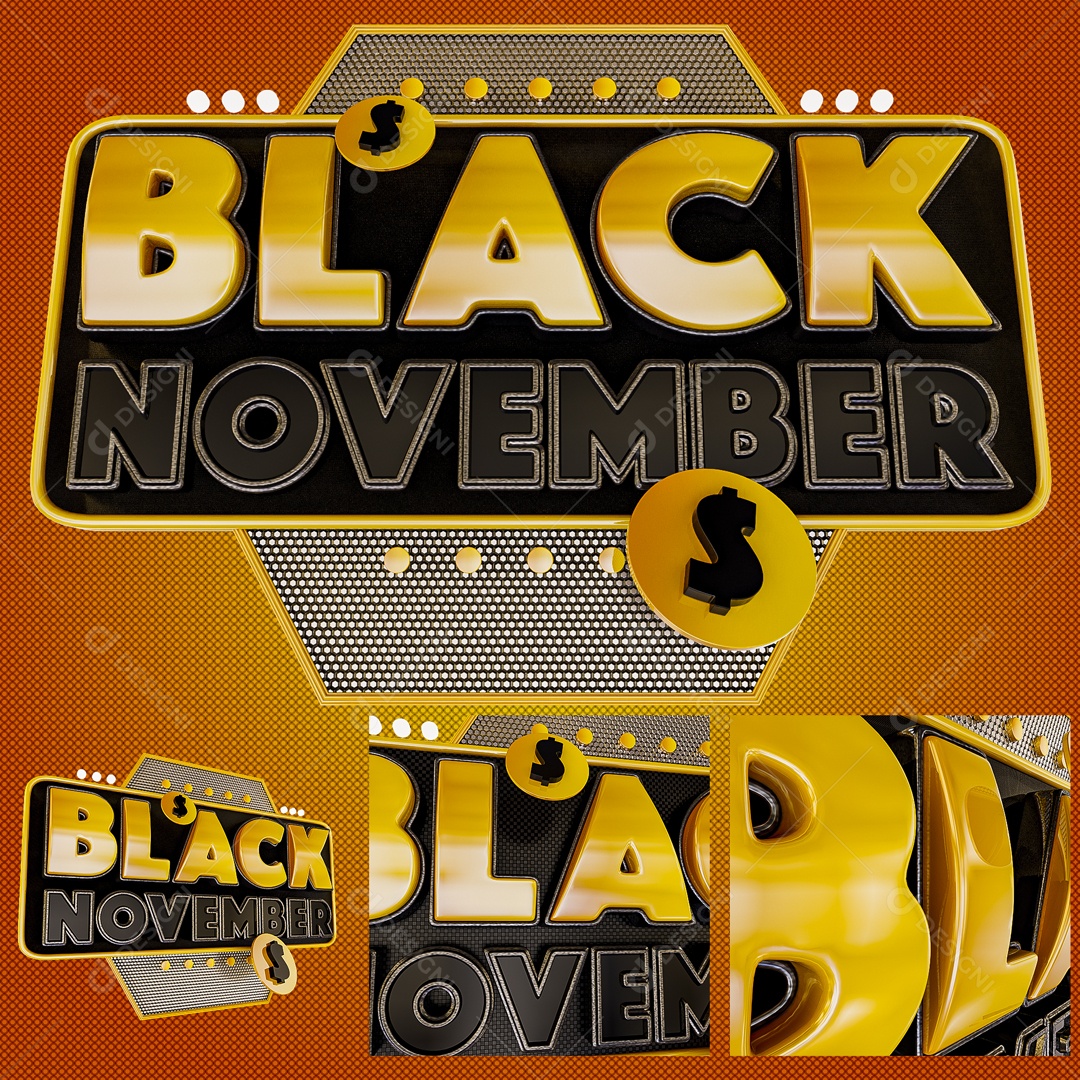 Black November Selo 3D Para Composição PSD
