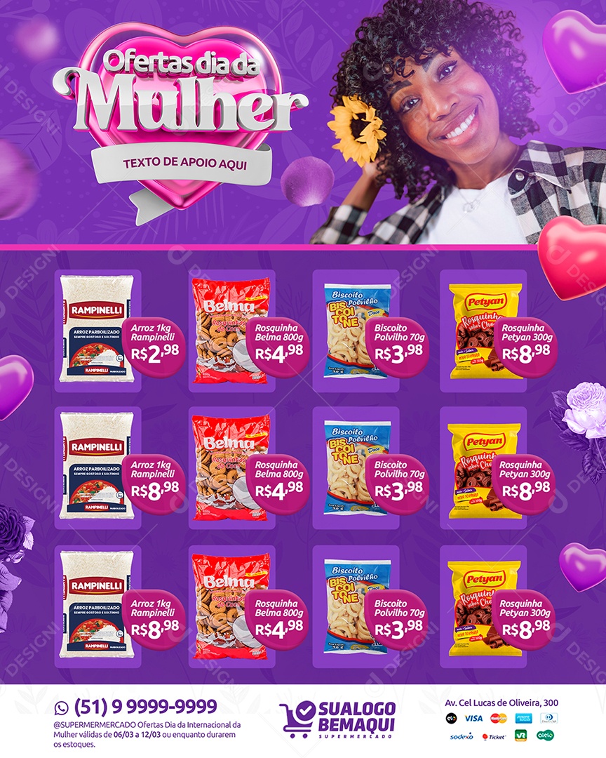 Encarte Ofertas Dia Da Mulher Venha Conferir Social Media PSD Editável