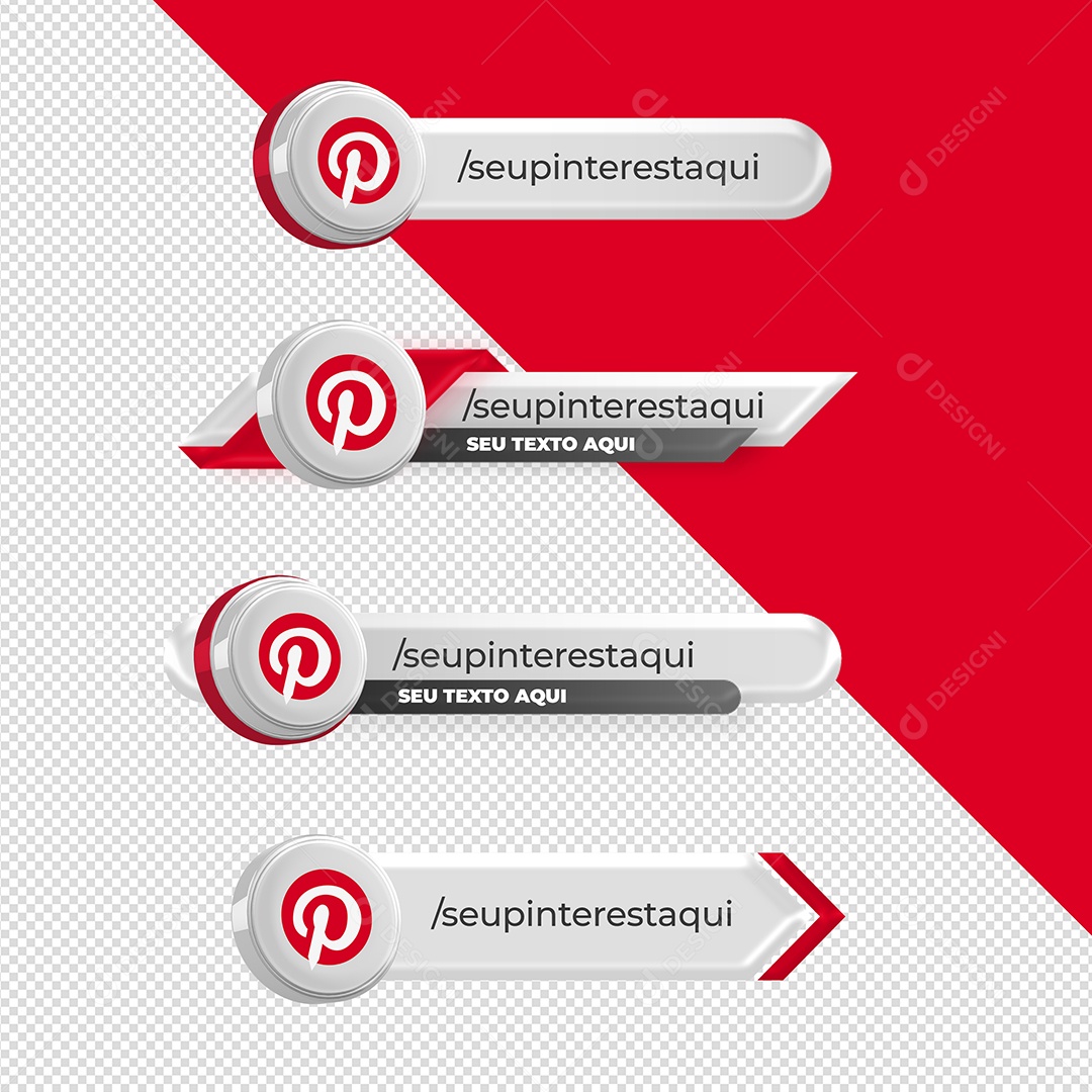 Tarjas Redes Sociais Pinterest 3D