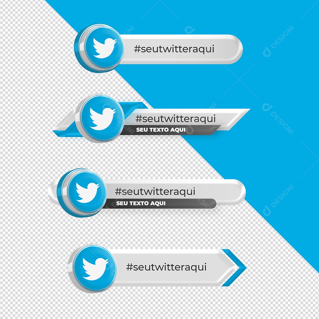 Tarjas Redes Sociais Twitter 3D