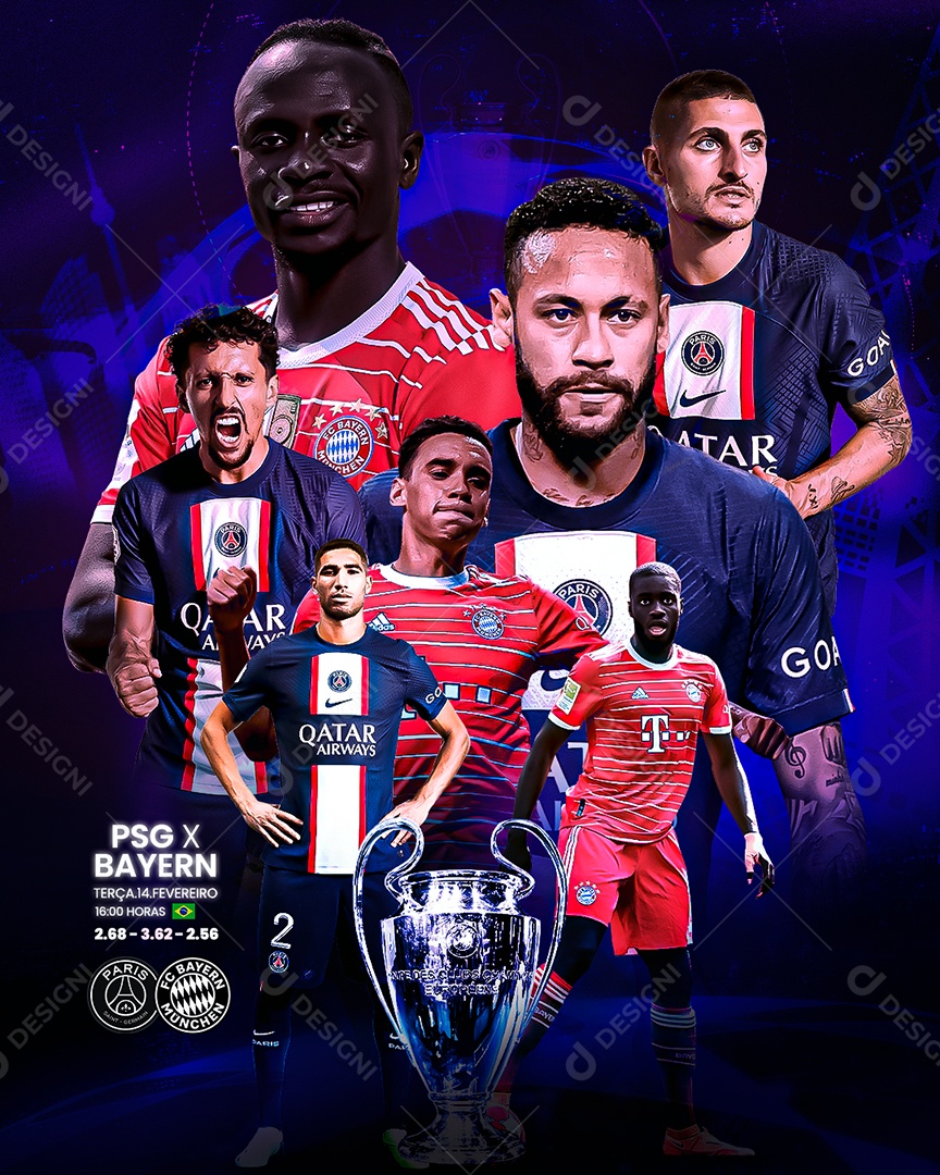 Liga dos Campeões Terça 14 Fevereiro Social Media PSD Editável