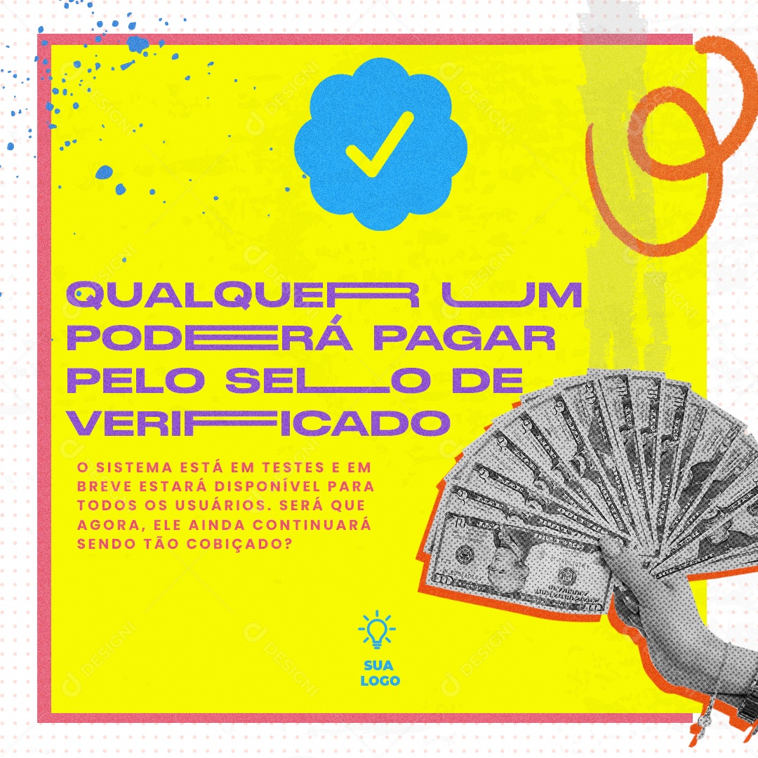 Qualquer um Poderá Pagar Pelo Selo de Verificado Social Media PSD Editável