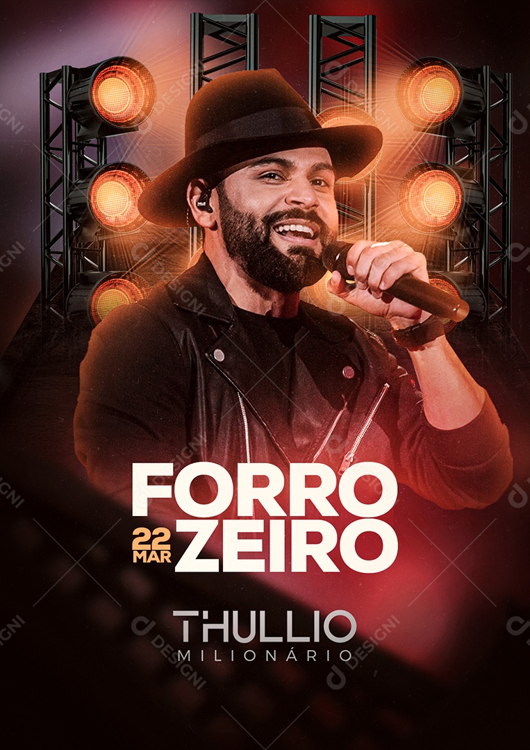 Forrozeiro Thullio Milionário Flyer Social Media PSD Editável