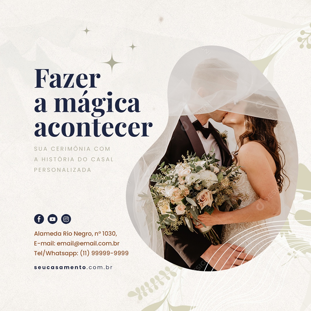 Fazer a Mágica Acontecer Cerimonialista Social Media PSD Editável